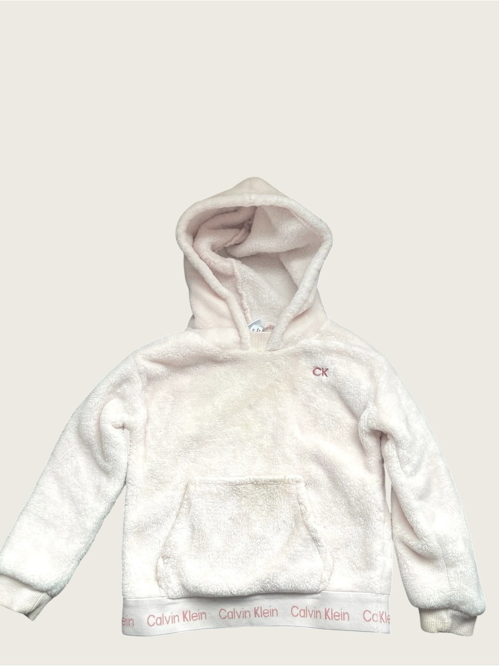 Calvin Klein Baby Pink Fleece Hoodie with Pink Logo Accents Size 3T